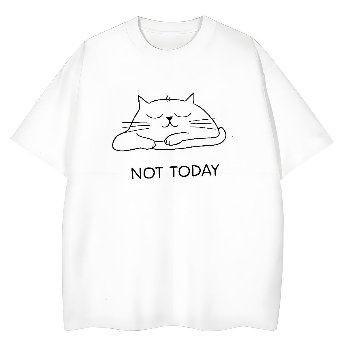 Unisex Men T Shirts cat Breathable Crew Neck Spring Summer Cartoon Printing L-4XL 230g Cotton Tshirt for Man Woman Casual New Clothes