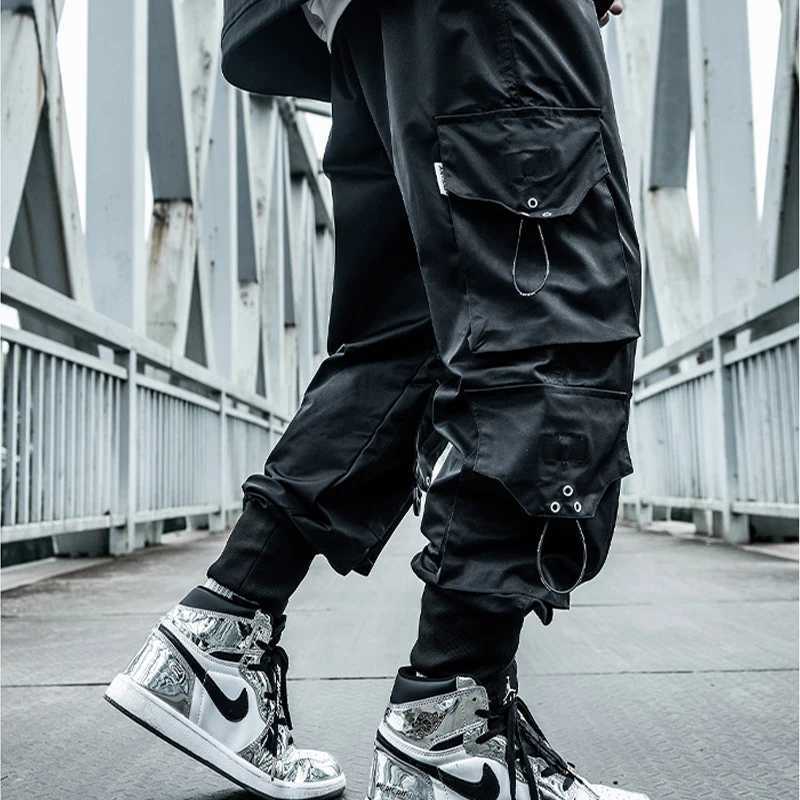 HOUZHOU Black Cargo Pants Men Joggers Hip Hop Techwear Pants Hippie Cargo Trousers for Men Streetwear Plus Size Pockets OversizeXJ240813