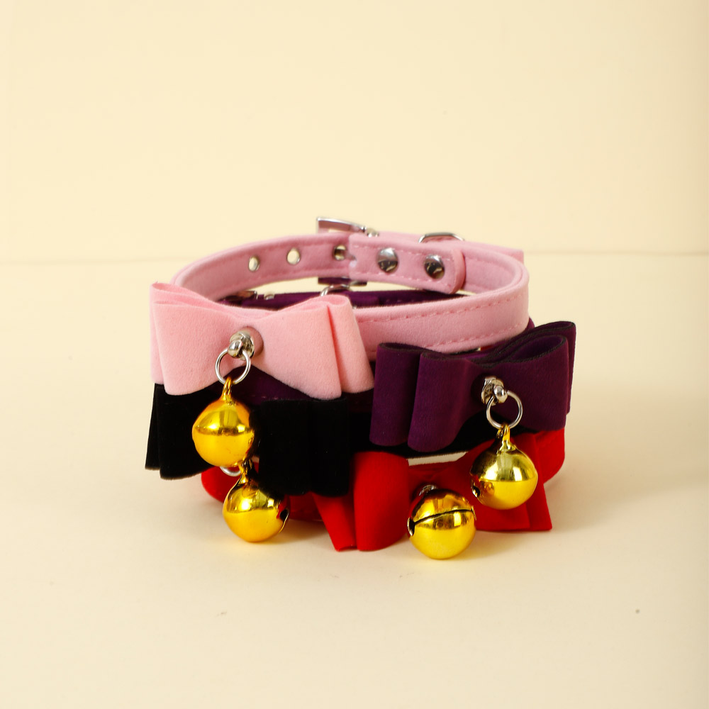 halloween pet Bow Solid Color Pet Cat Collar 2024 New Product Plush Fabric Accessories Traction Rope Pet Collar