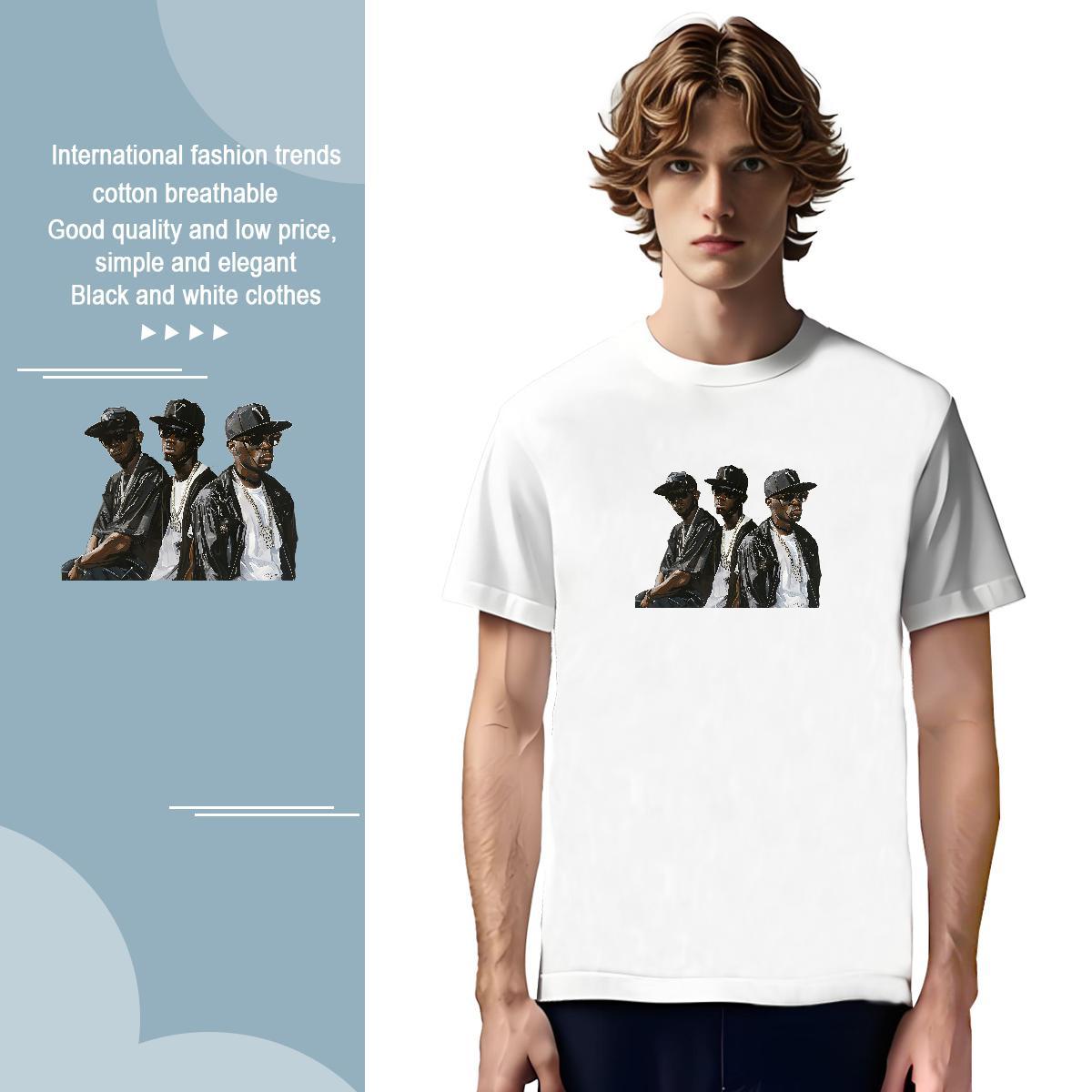 T-Shirts 230g Cotton character Daily Wear O Neck Short Sleeves DIY Anime Men Tshirts New Cool Design Tees Shirts
