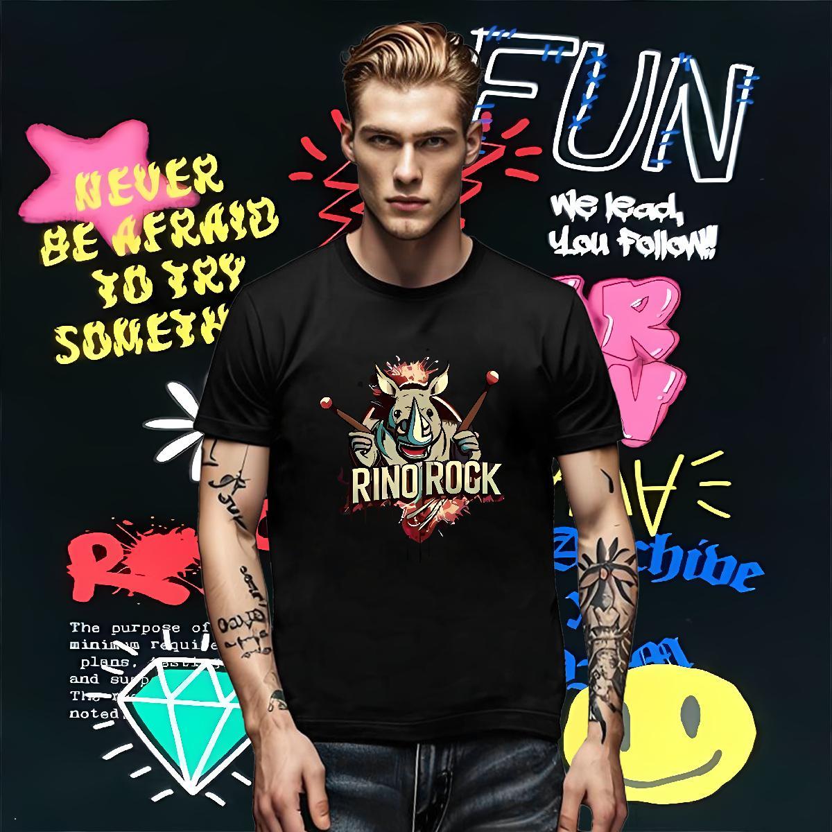 New Tshirt for Man Woman rhinoceros Daily Outfit 230g Cotton Tops Tees Breathable Short Sleeve Designer T Shirt For Man Skull