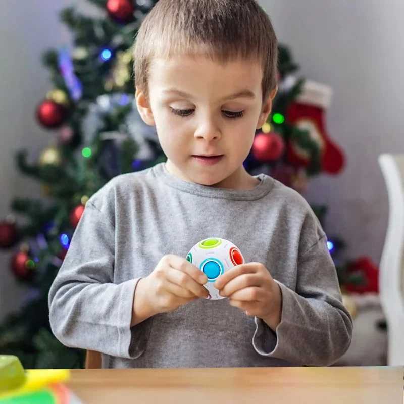 Magic Rainbow Puzzle Ball Fidget Anti Stress Toys for Children Adult Creative Stress Relief Colors Matching Ball Fun Games Gifts Y240810