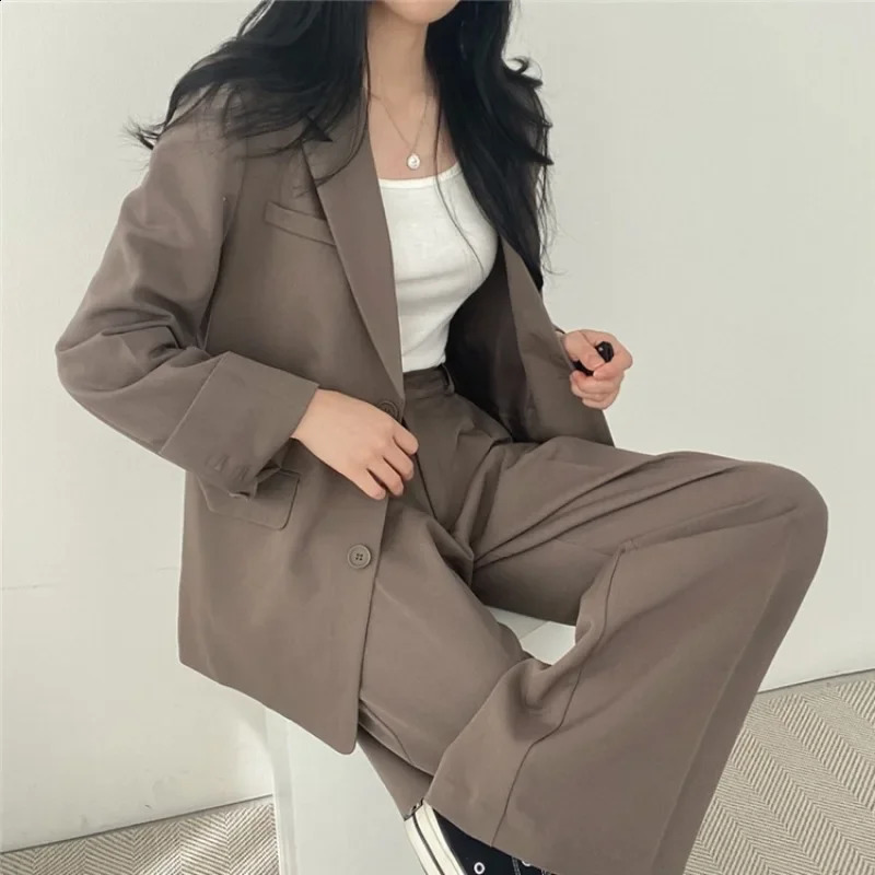 Womens Suit Fashion Casual Temperament Tops Coat Pants Suit Lady Korean Office Commuting Blazer Set Spring Autumn 240813