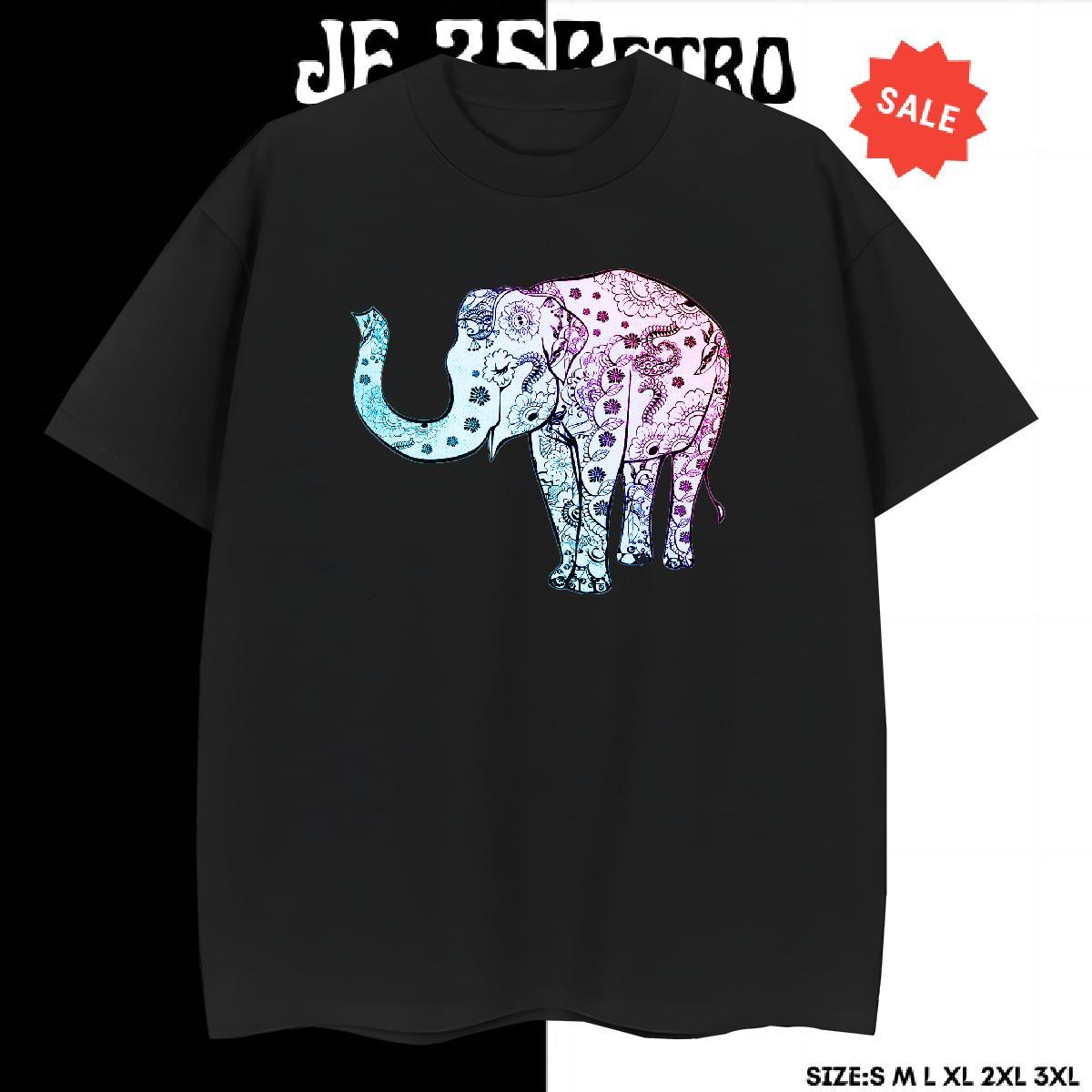 Comfortable Men T Shirts Elephant O-Neck Short Sleeve High Street Hip Hop Anime Print 230g Cotton Men Tops Tees Free Shipping Tshirts