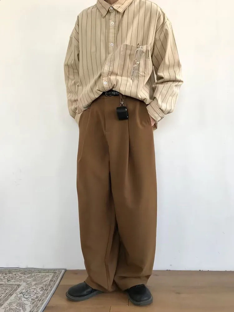Japanese retro mens shirt Harajuku womens striped loose cardigan wool sweater Spring and Autumn thin cargo long sleeved casual unisex top 240812
