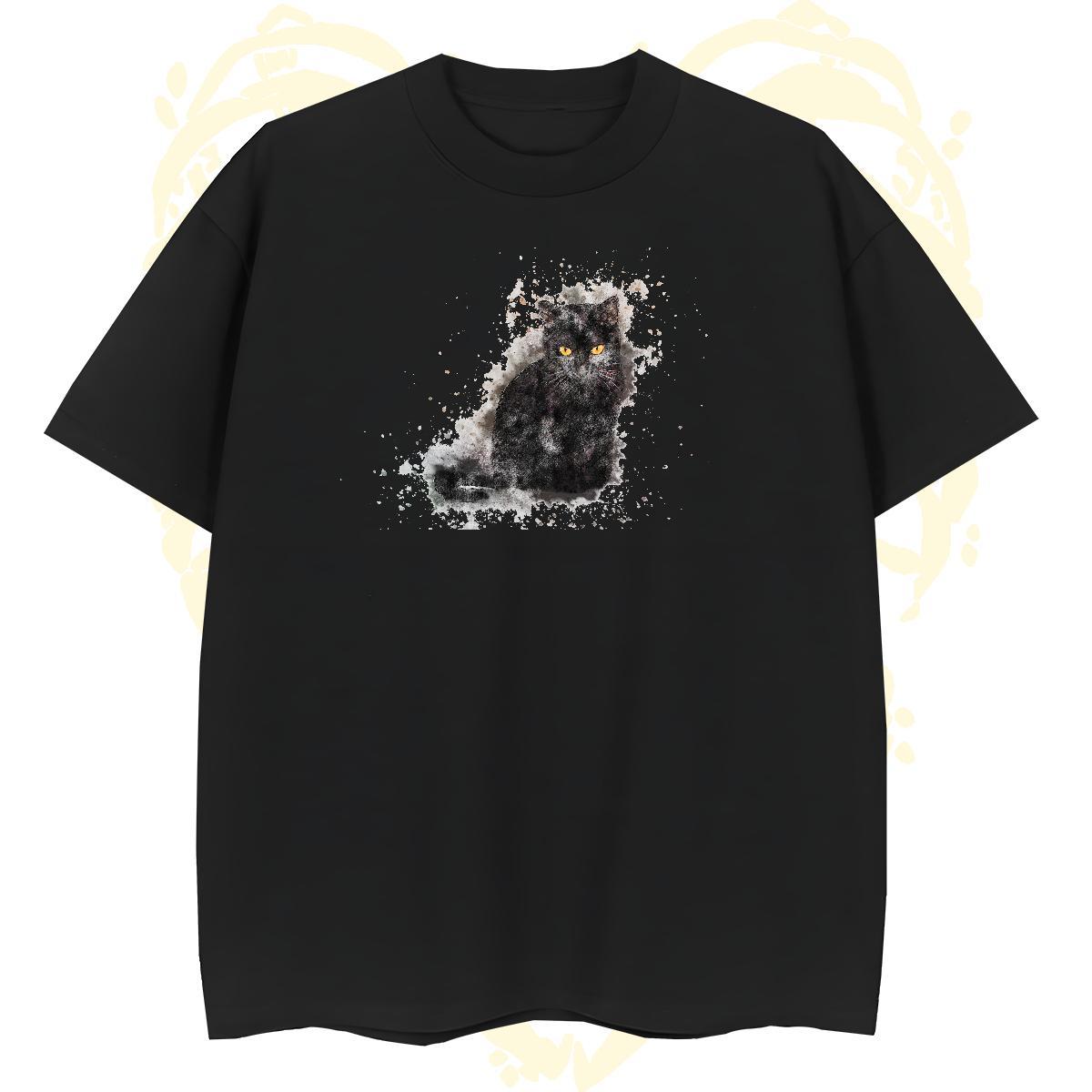 Cool T Shirts Men cat Short Sleeve O-Neck Outdoor Custom Big Size 100% Cotton 230g Men Tees Classic Wear