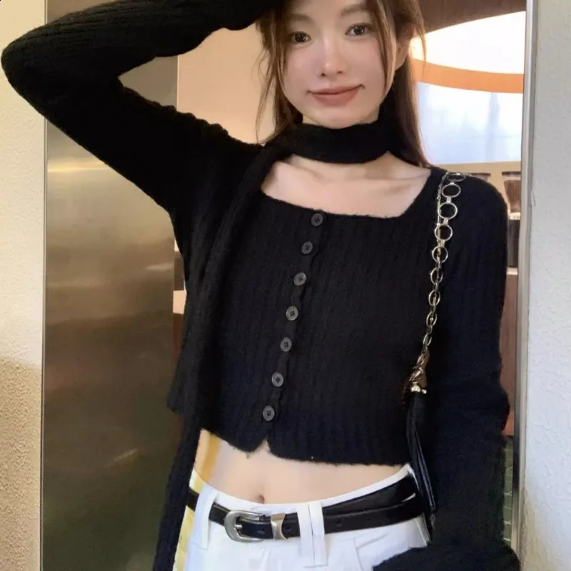 Sexy Knitwear Women Spring Cardigan Autumn Long Sleeve Basic Vintage Crop Top Chic Purple Y2k Harajuku Fashion Sweaters 240812