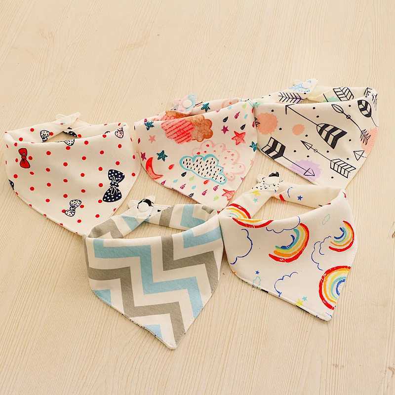 Bibs Burp Cloths 1pcs 100% Organic Cotton Baby Bibs Triangle Burp Cloths Cartoon Saliva Towel Baby Feeding Bibs Soft Absorbent Boys Girl BandanaL4812