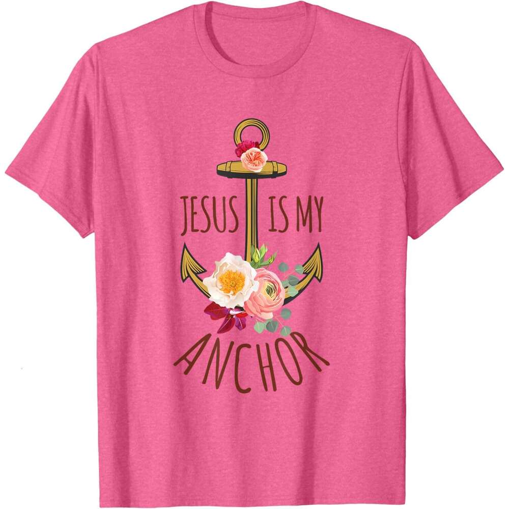 25ss T shirt for Mens Jesus Is My Anchor Religious Beautiful T-Shirt Shirts Tshirt Graphic Tee Casual Tops Short sleeve Free shipping