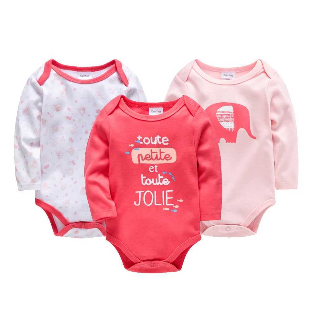 Kavkas Baby Girl Long Sleeve 3-Piece/Batch Cute Design 100% Cotton Autumn Girls Clothing 0-24m Clothing W240812
