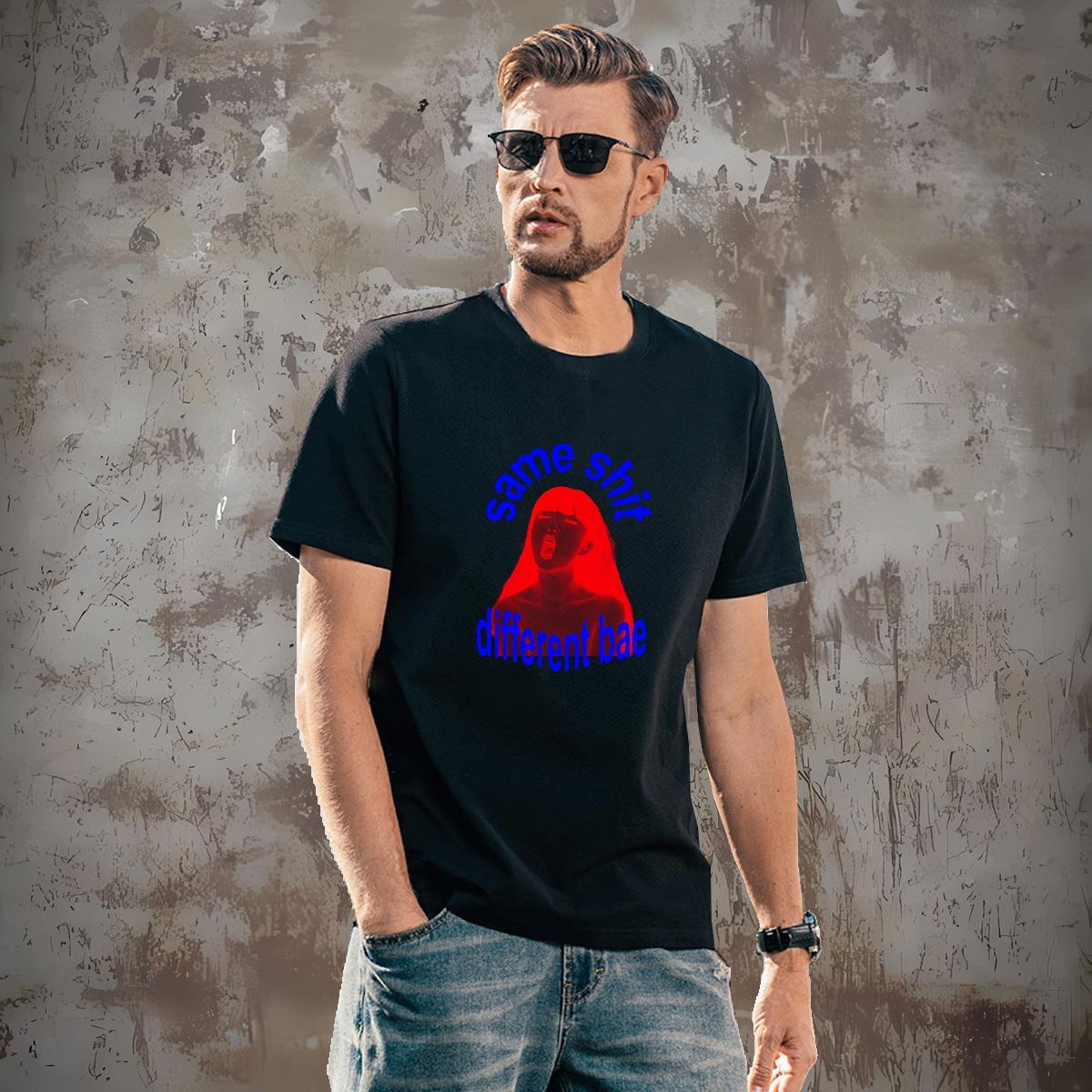 T Shirts Men 230g Pure Cotton singing Casual Daily Wear O Neck Short Sleeves Anime Print Tshirt for Man Woman Brand Loose Clothings