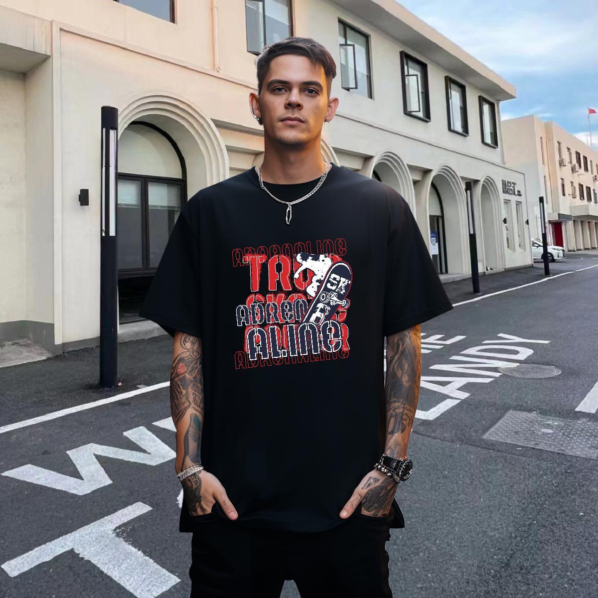 Wholesale Tshirts Home Outdoor 100% Cotton 230g Anime Crew Neck letter T shirt Fashion New Tops