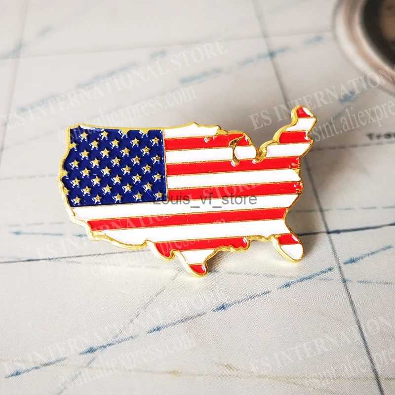 Pins Brooches Arts and Crafts US Flag Metal Collar Pin Sandblasting Back Accessories Map Brooch Set Badge Patriotic Personality Decoration H240813