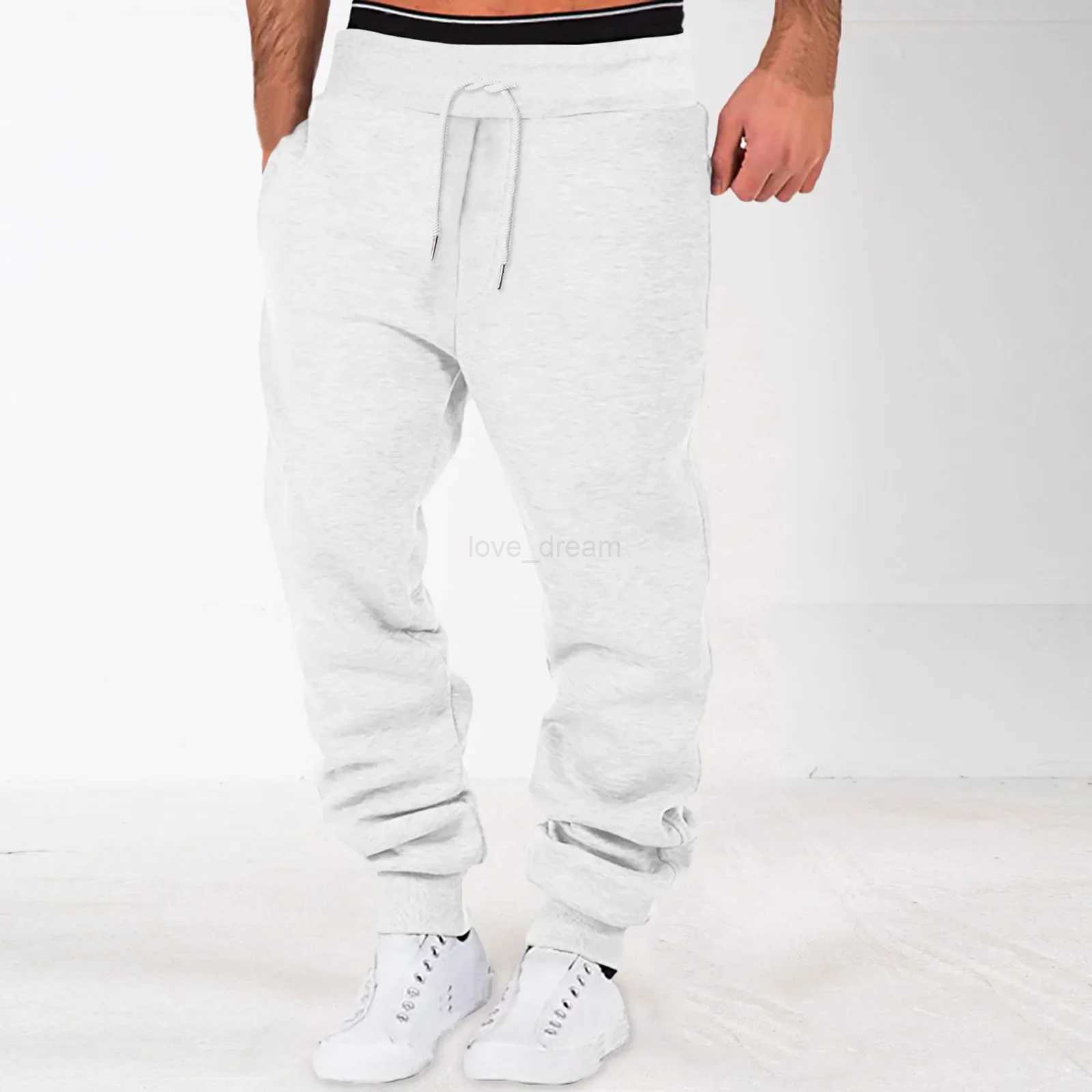 Mens Sport Pants Sweatpants Tracksuit Slim Fit Gym Workout Joggers Bodybuilding Trousers Casual Drawstring Sweatpants Plus SizeXJ240813