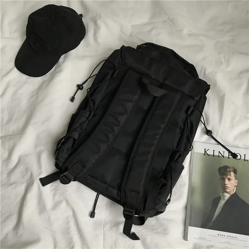 drawstring buckle casual backpack for men college notebook simple 156inch mens bag 240813