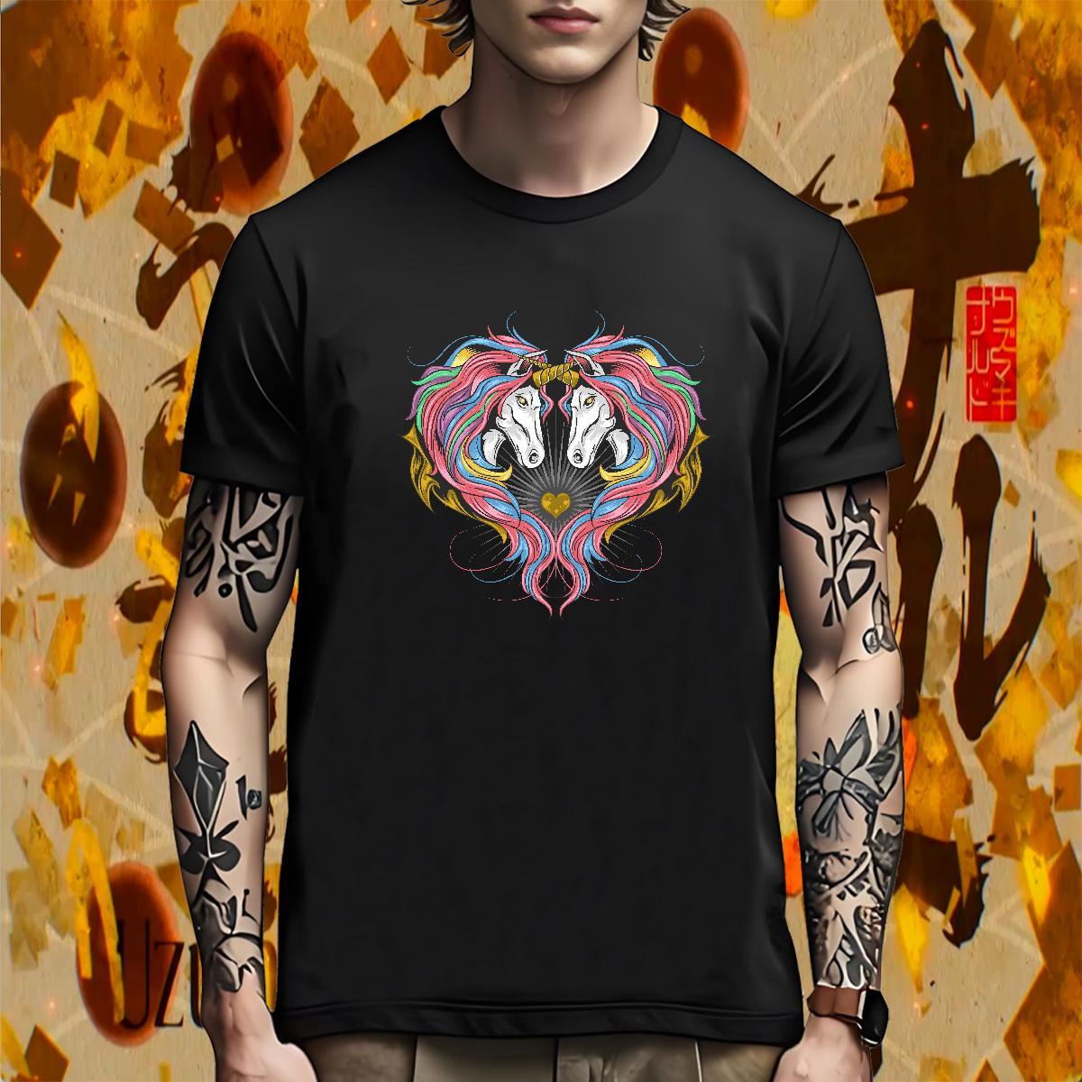 Comfortable T-Shirts for Men horse Breathable Short Sleeve Casual Daily Wear Oversized 230g 100% Cotton Tshirt for Man Woman Customized Tees Shirts