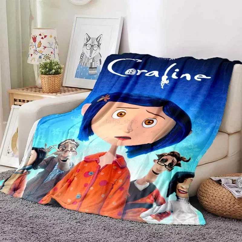 3D Print C-Coraline Animate Movie BlanketWarm and Soft Blanket For Couch Sofa Office Home Travel Camping Birthday GiftXJ240813