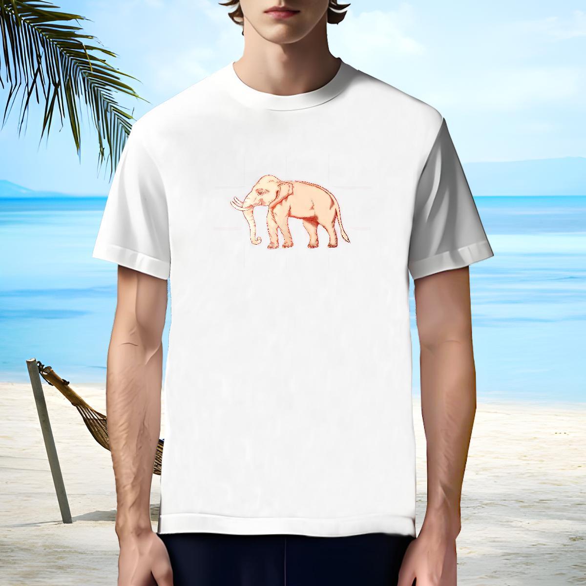 Classic T-Shirts for Men elephant Breathable Crew Neck Sports Casual Custom Cartoon 230g 100% Cotton Tshirts DIY Wear