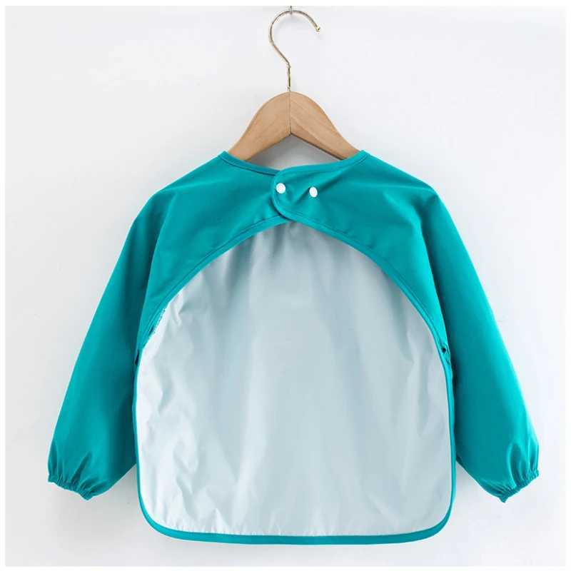 Bibs Burp Cloths Solid Color Waterproof Bib Baby Infants Spring Bibs Long Sleeve Feeding Drawing Painting Apron Newborn Smock Burp Cloth for BoysL4812