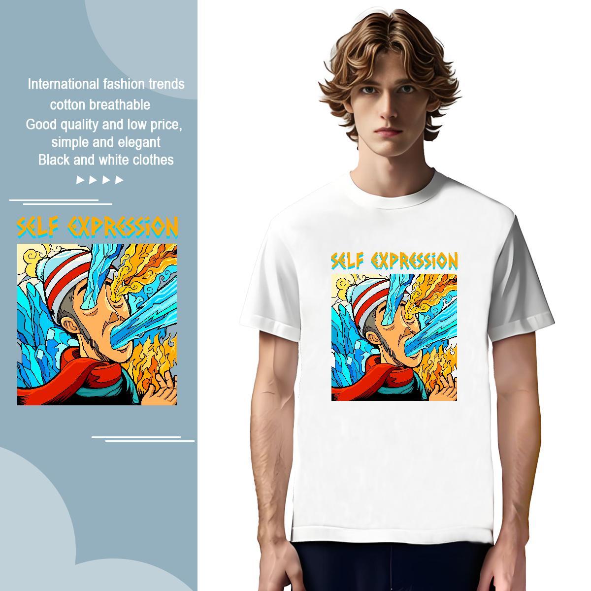 T-Shirts 230g 100% Cotton portrait Sports Casual Crew Neck Breathable Cartoon Printing L-4XL Tshirt for Man Woman Designer Fashion Loose Tshirts
