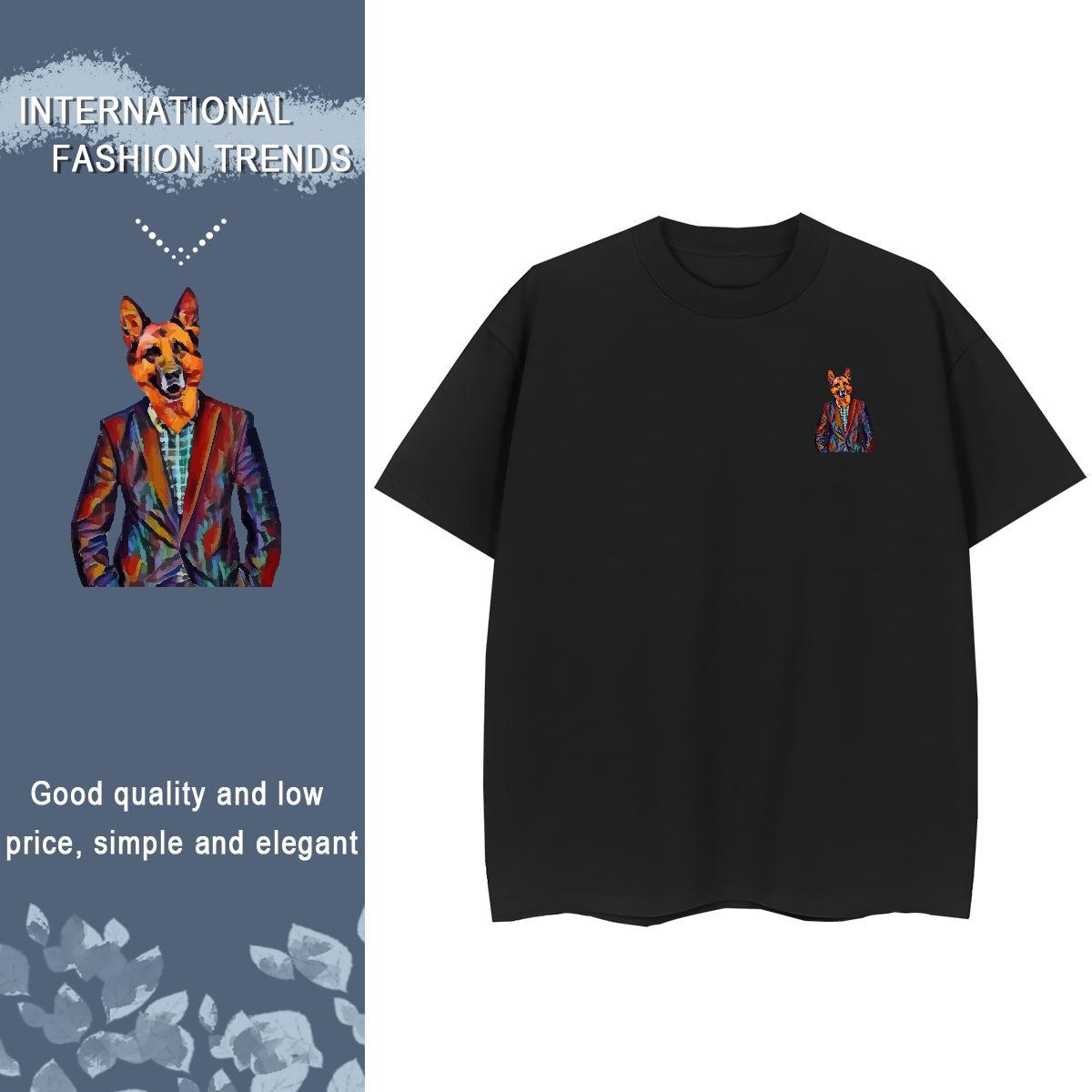 Loose Fit Dog Men T Shirts Street Wear Men Tops Tees 100% Cotton 230g Classic O-Neck Short Sleeve Black Oversized Tshirts
