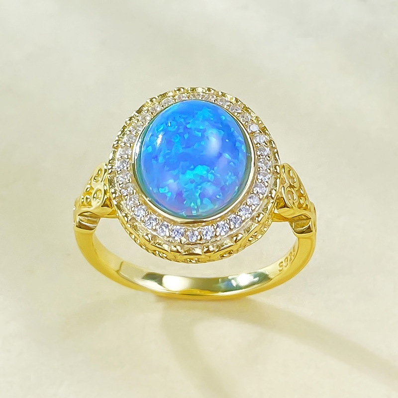 Sterg Sier Oval Cut Opal Moissanite Eternity Wedding Band