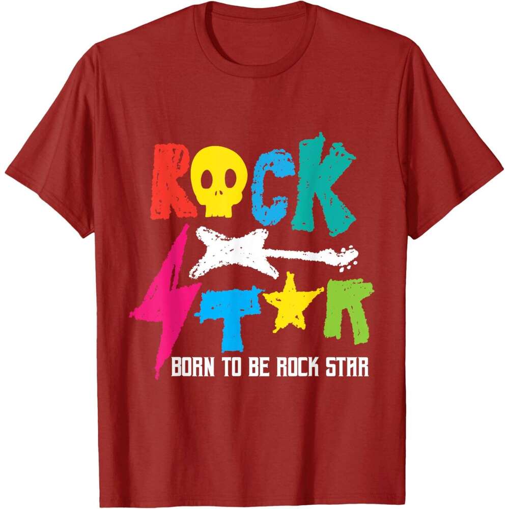 T shirt for Mens Born To Be Rockstar Music Funny Gift T-Shirt Shirts Tshirt Graphic Tee Casual Tops Clothes Short sleeve