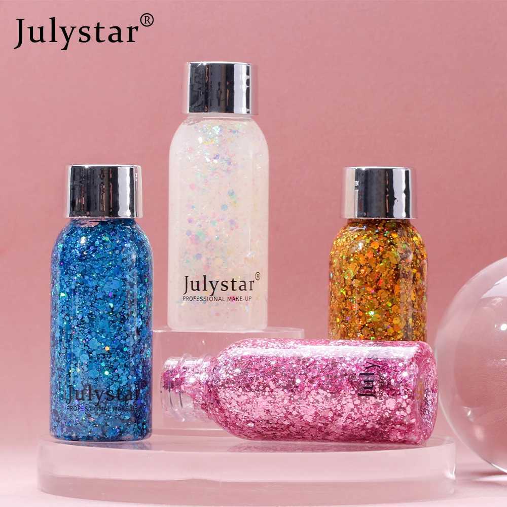 Julystar Glitter eye shadow Liquid Facial Body Sequins gel Liquid eye shadow Stage Makeup 10 Colors W240812