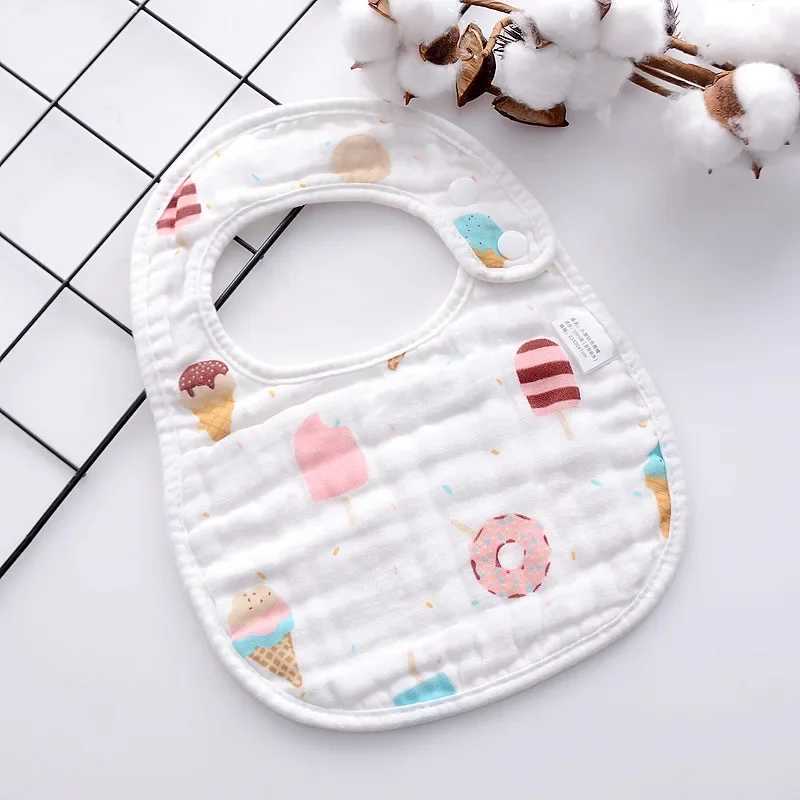 Bibs Burp Cloths 8 layers of gauze u-shaped bib baby printed cotton saliva towel cotton absorbent thickened baby bib Soft Burp Cloth Kid BibL4812