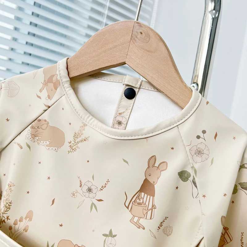 Bibs Burp Cloths Cute Baby Bibs Toddler Baberos Bavoir Waterproof Long Sleeve Apron Cartoon Animals Children Feeding Smock Bib Baby Stuff 0-5YL4812