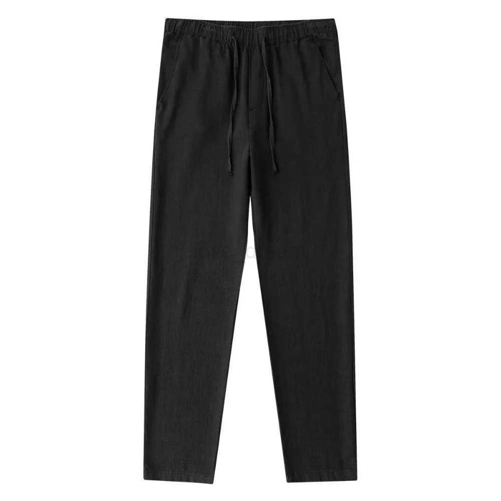 Mens Cotton Linen Pants Male Autumn New Breathable Solid Color Linen Trousers Fitness Streetwear Back With PocketXJ240813