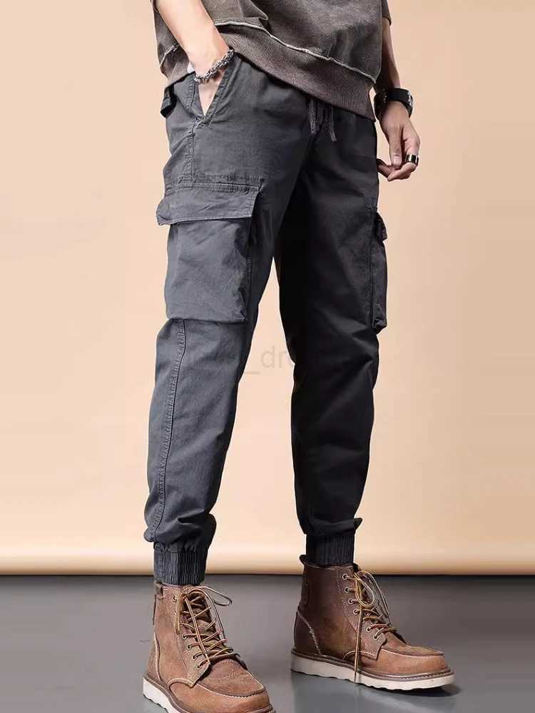 Casual pants for men with wide legs and bound feet Harlan pants for American style heavyweight retro work pantsXJ240813