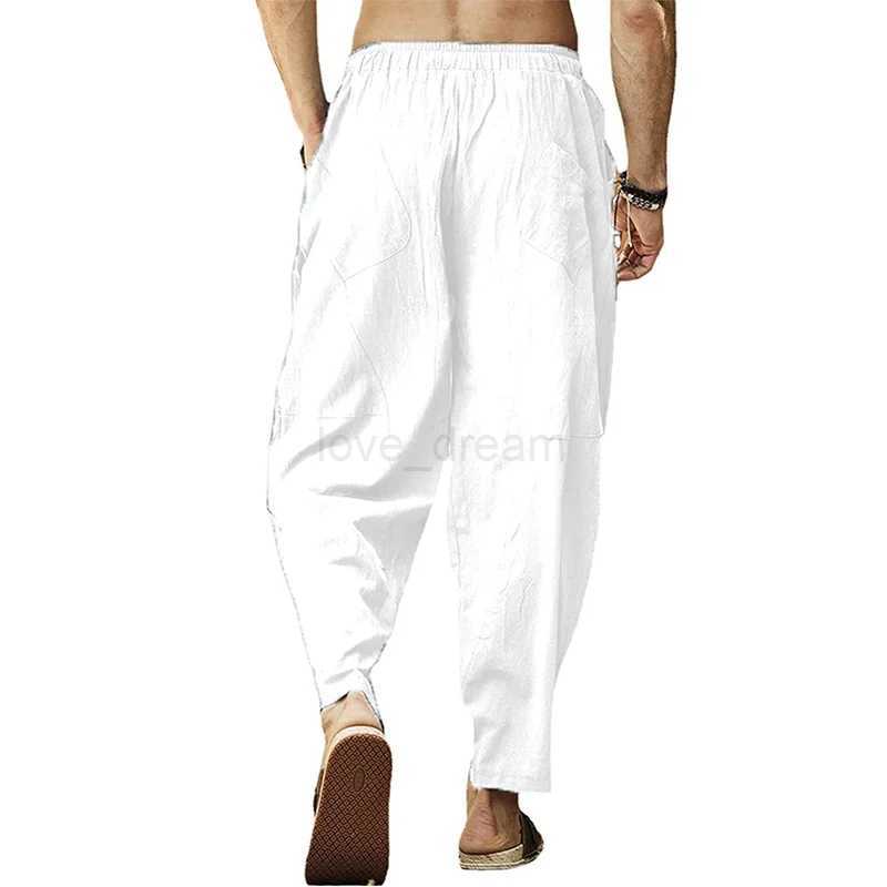 Spring Mens Jogger Linen Wide Men Pants Cottonl Trousers Oversize Streetwear Male Autumn Yoga Pants Casual Men SweatpantsXJ240813