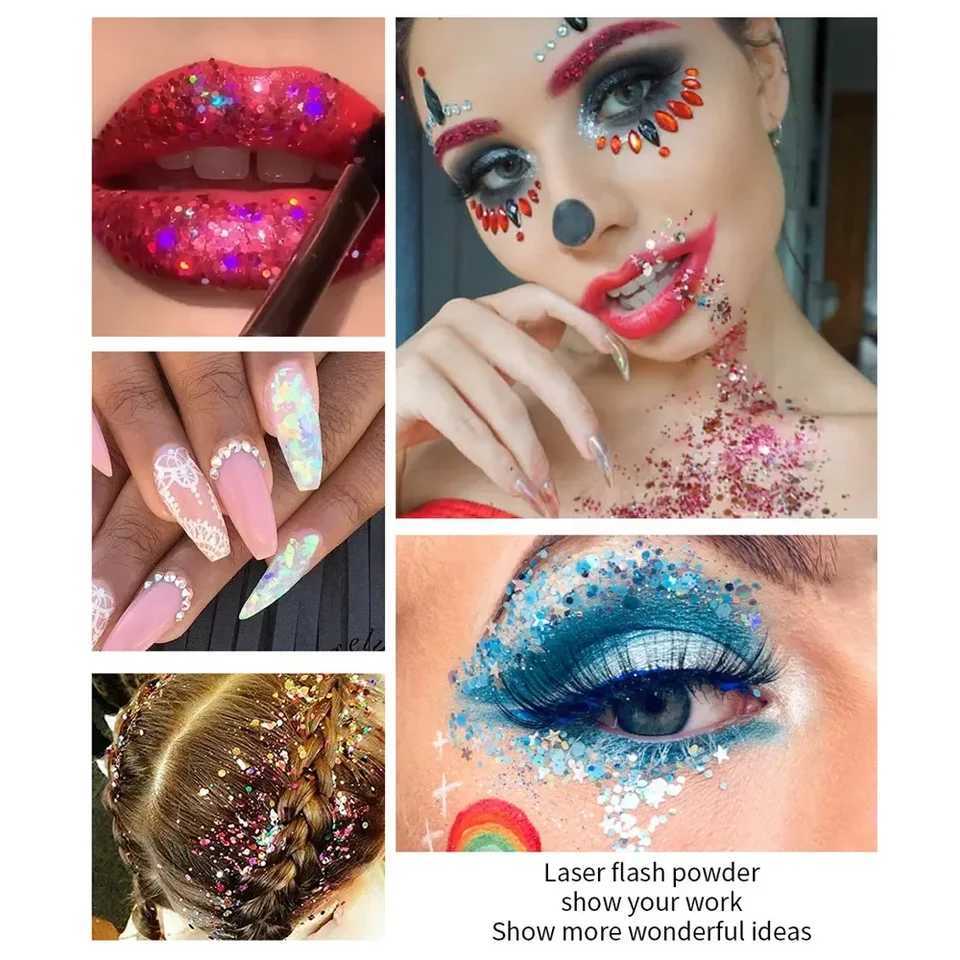 Multi functional glitter nail enhancement body face gel glitter art sequins festival stage glitter liquid eye shadow makeup decoration W240812