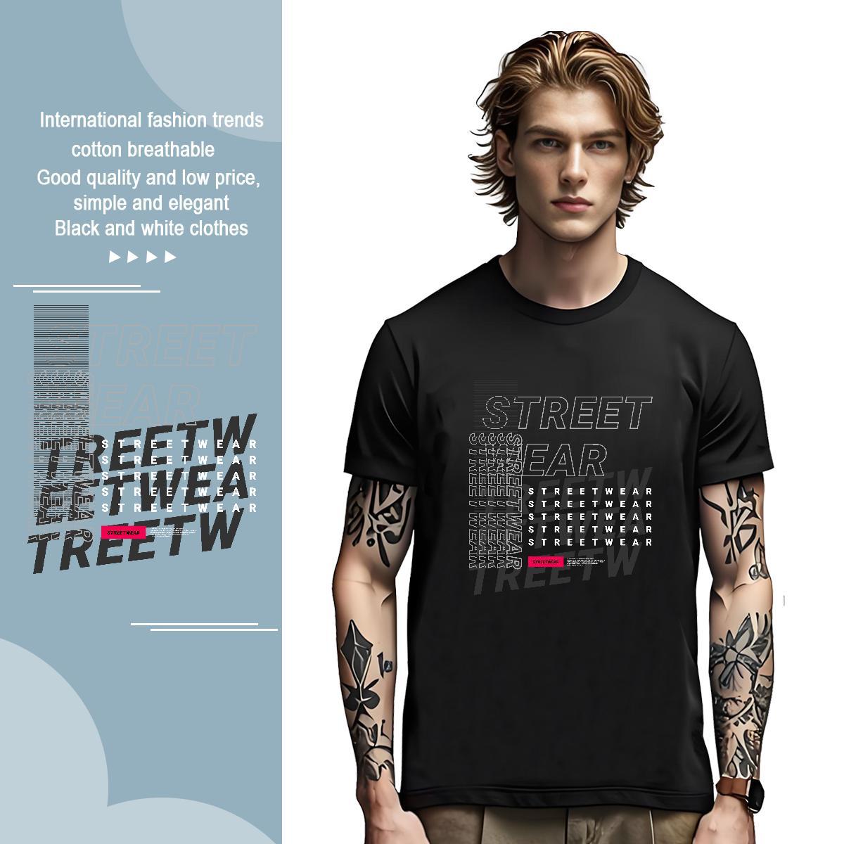 TOP Quality letter T-Shirts for Men Sport Men Clothes T-Shirt 100% Cotton 230g 2024 New Crew Neck DIY Anime Tops Shirt