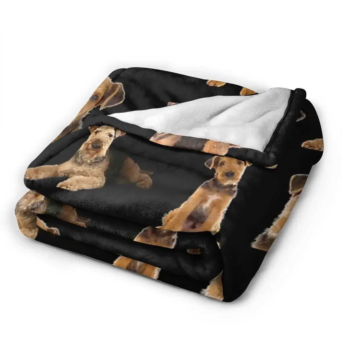 Airedale Terrier Blanket Soft Warm Flannel Throw Blanket Bedding for Bed Living room Picnic Travel Home CouchXJ240813