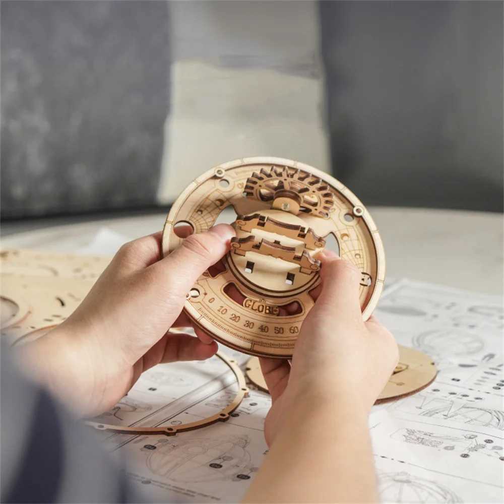 Wooden Globe Lamp 3D Puzzle Games for Birthday Gift for Kids Adults for Home Decor Building Blocks 3D Y240812