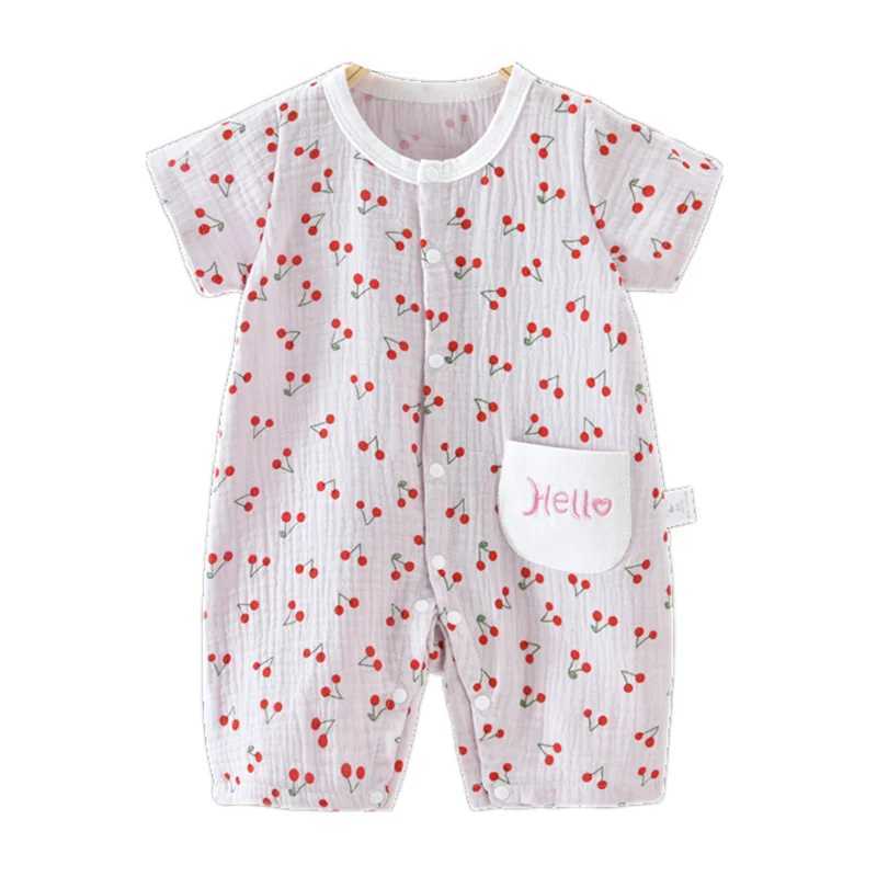 Baby summer clothing newborn jumpsuit baby girl boy thin cotton short sleeved jumpsuit W240812