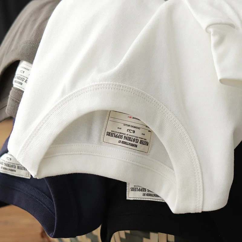 Autumn American Retro Heavyweight 280g Long Sleeve O-neck Solid Color T-shirt Mens Fashion Pure Cotton Washed Casual Loose Tops 240812