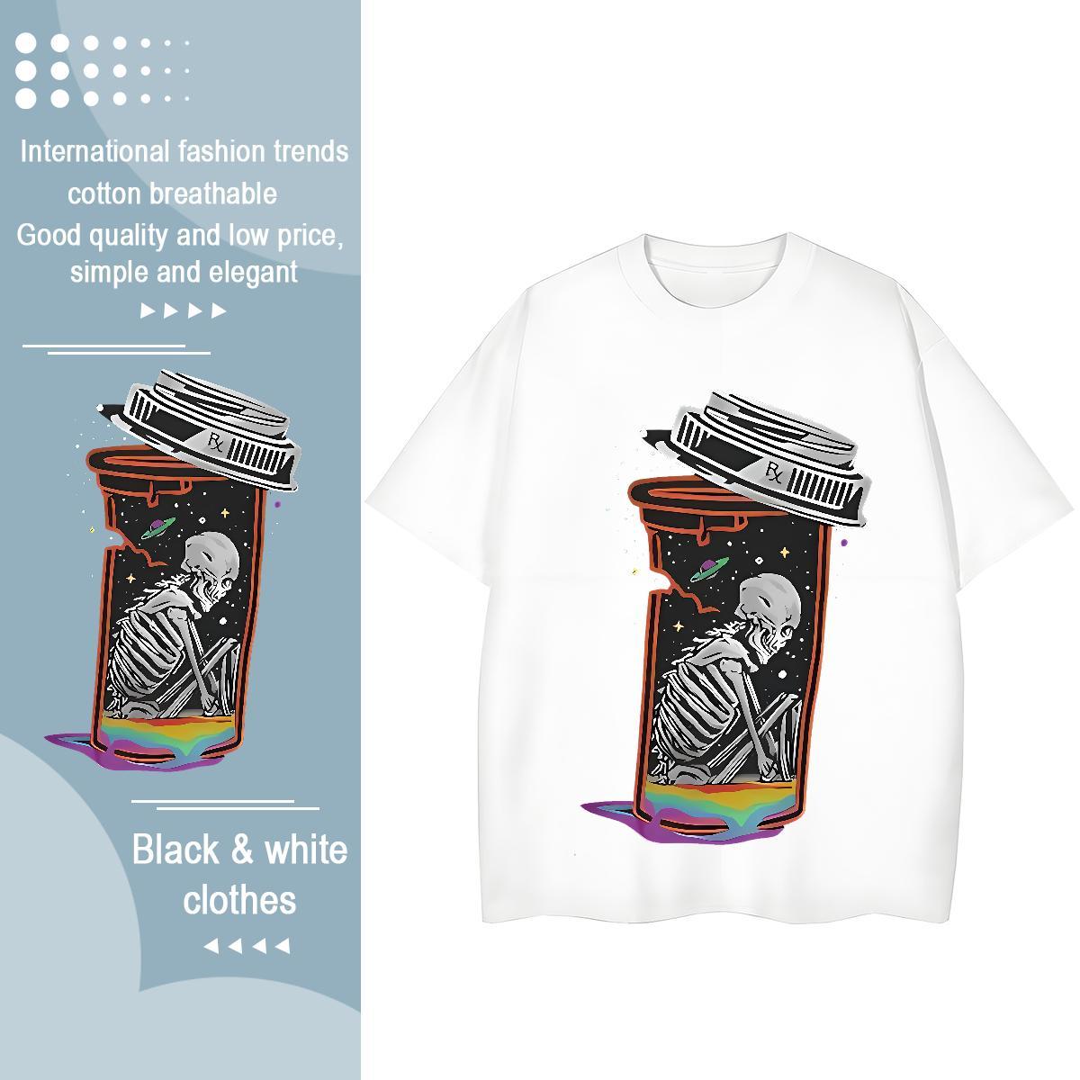 Designer Man T Shirts skull Short Sleeve Soft Hip Hop Street Floral Print 100% Cotton 230g Men Clothes T-Shirt Stylist Tees Shirts