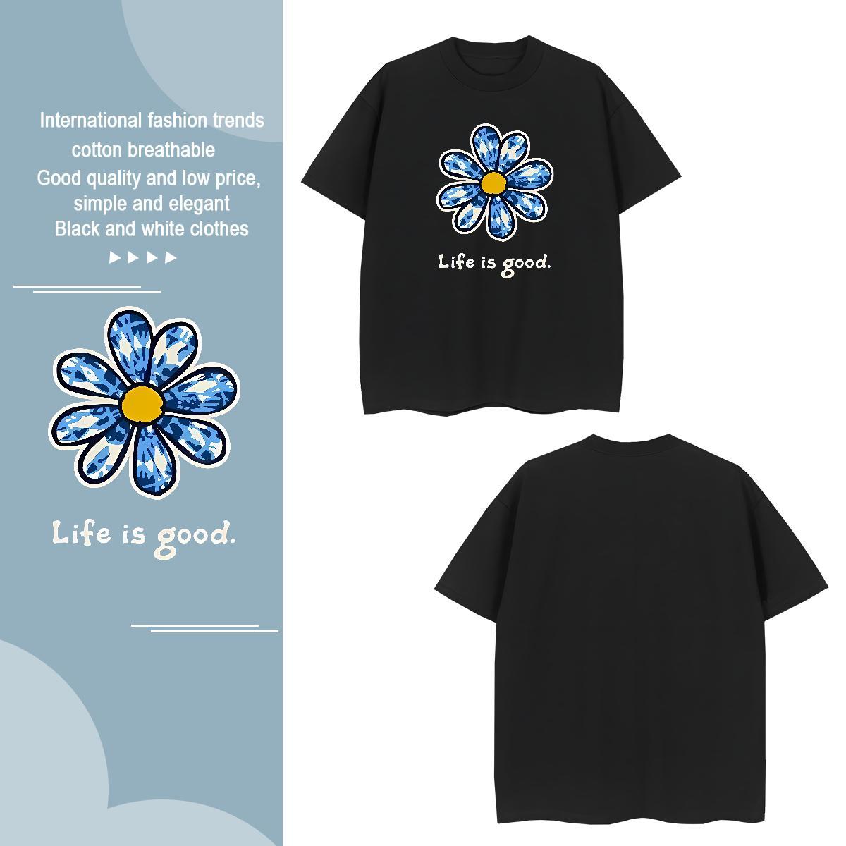 Mens T Shirts 100% Cotton 230g flower Daily Outfit Short Sleeve O-Neck Custom Anime Men Tops Tees 2024 Popular Polos