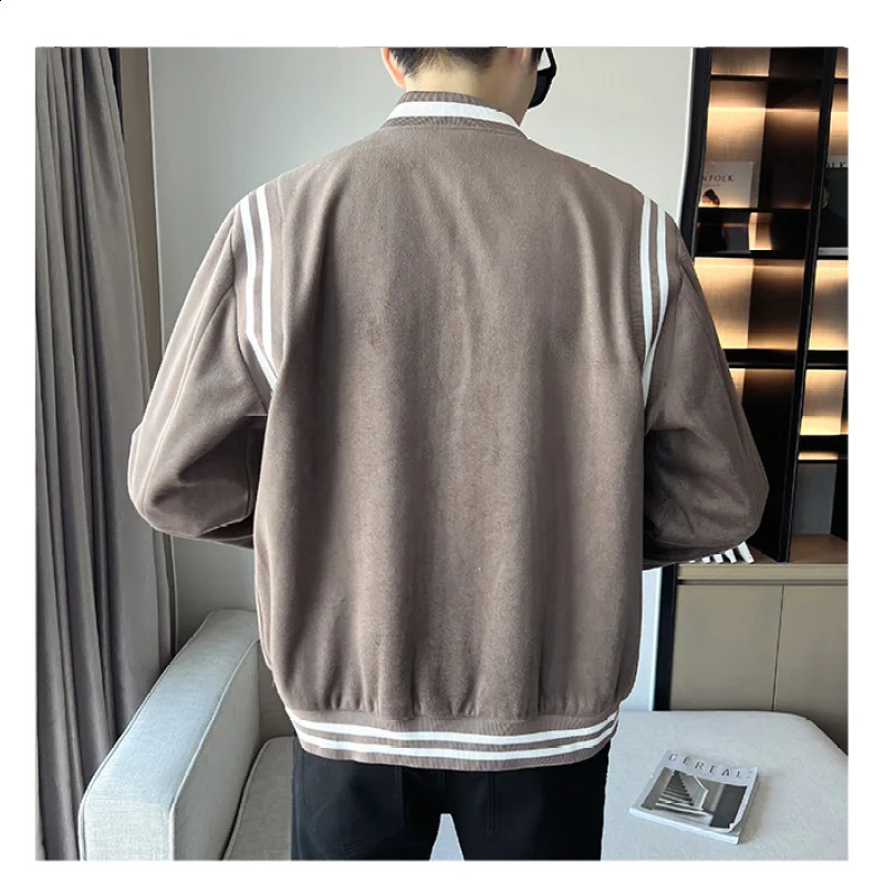 Autumn highquality mens jacket comparison striped casual baseball couple 240812