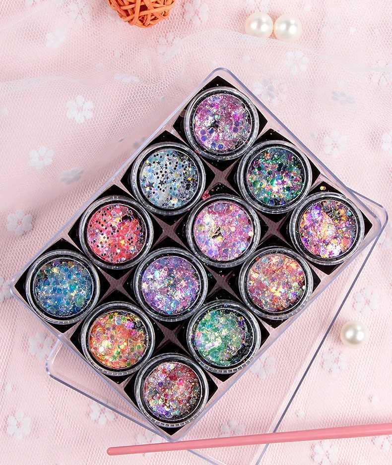 Multifunctional Mermaid Eye Glitter Hair Body Face Glitter gel Art Loose Sequins Cream Festival Glitter Decoration eye shadow Makeup W240812
