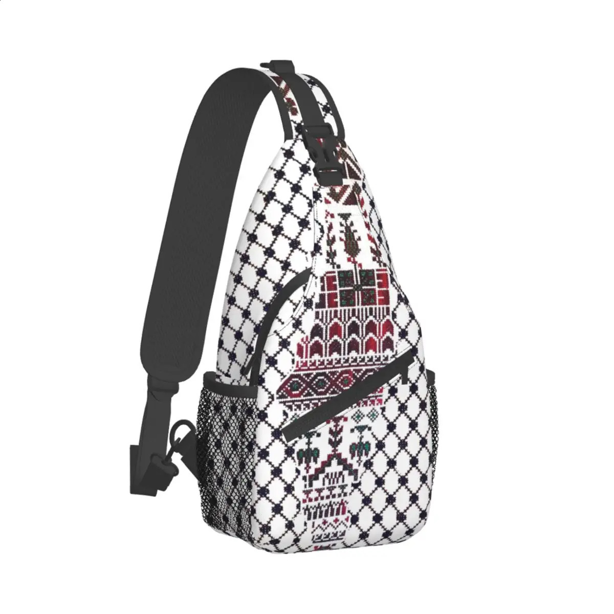 Palestinian Crossbody Sling Bag Traditional Tatreez Embroidery Shoulder Backpack Travel Backpack Daypack 240812