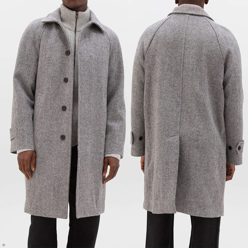 Men's Wool Blend Overcoat Classic Stand Lapel HarringboneTailored Blazer Coat Autumn Winter Windbreaker Custom Made Plus Size