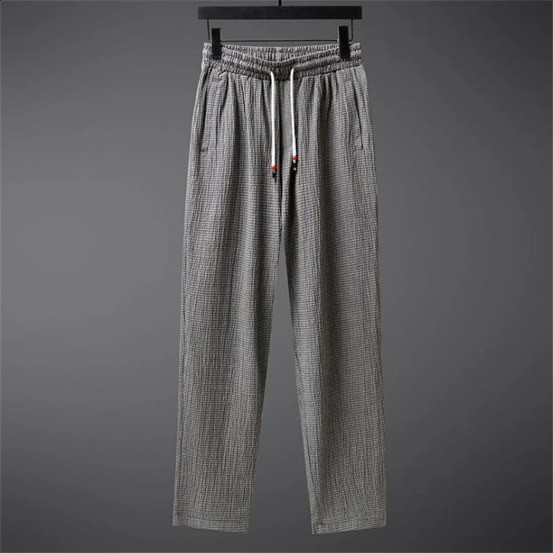 Ice silk linen mens springsummer loose floral top and elastic waist Trouser sportswear twopiece set 240812