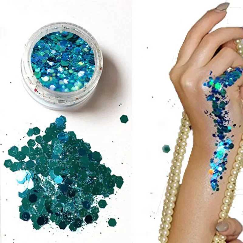 New Mixed Glitter Sparkling Round Color Sparkling Jar Nail Facial Body Shadow Sparkling Beauty Makeup Sparkling Powder W240812