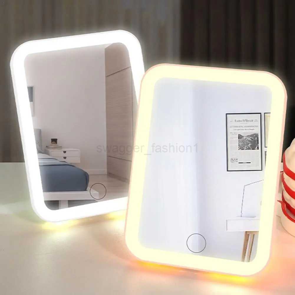 Portable Folding Mirror Lighted Mirror LED 3Colors Modes Mirror Travel USB Dressing Table With Makeup Light Charging Z9K1XJ240813