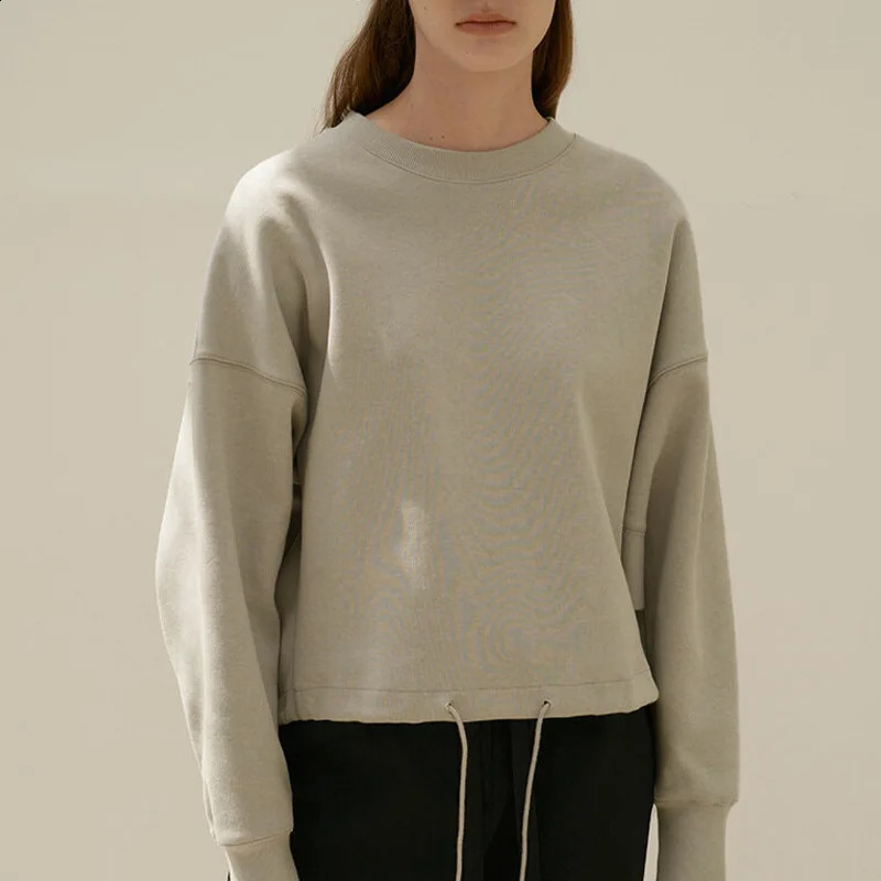 Oversized 100% Cotton Women Hoodies Sweatshirt Casual Solid Long Sleeve Drawstring Korean Fashion Streetwear Female Pullover 240813