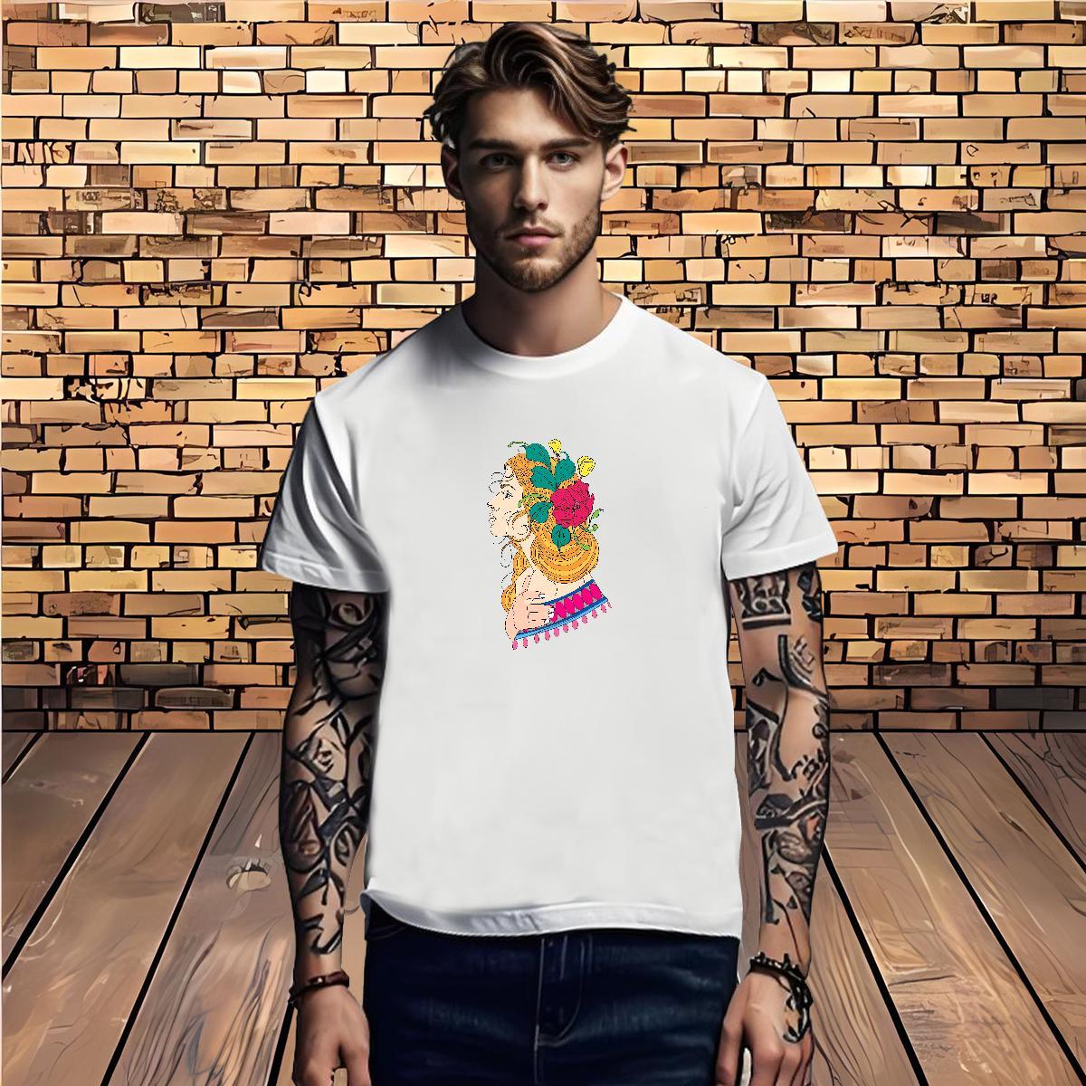 Men T Shirts 230g Pure Cotton portrait Hip Hop O Neck Short Sleeves Black White Tshirts Designer Cool Wear